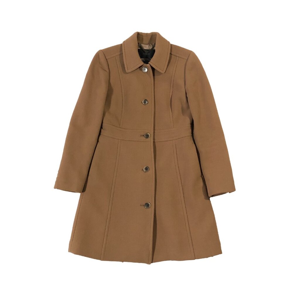 J. Crew Classic Lady Day Coat Womens 0 Tan Double-Cloth Wool Thinsulate